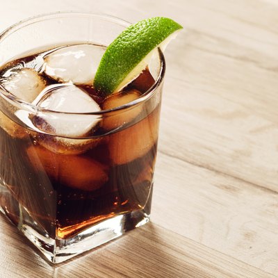 Cocktail with cola and ice