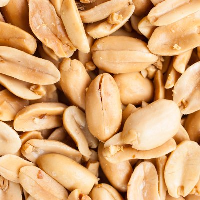 Peanuts. Close up of fried, peeled and salted peanuts