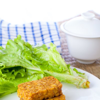 Indonesian Food Fried tempeh on white plate