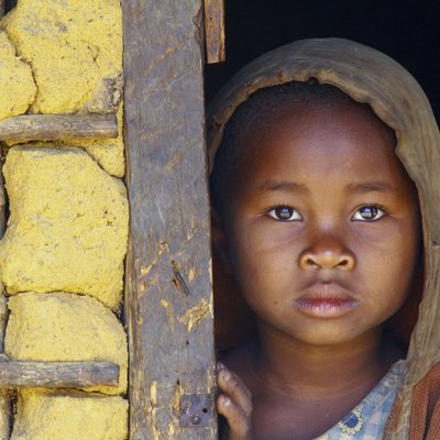 Madagascar-shy and poor african girl with headkerchief