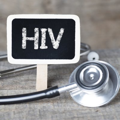 Blackboard with word HIV and stethoscope