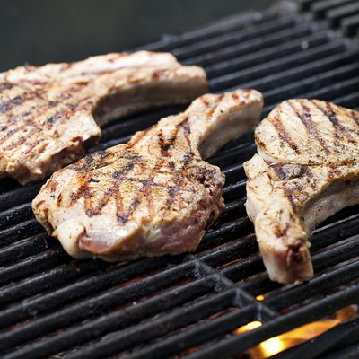 Pork chops on grill
