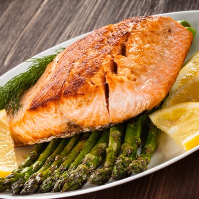Fried salmon fillet