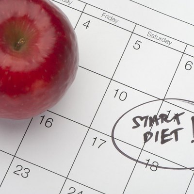 Dieting concept - Apple and Calender