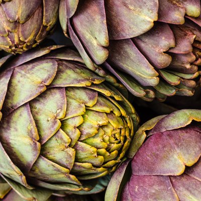 Green artichokes at the farmers market