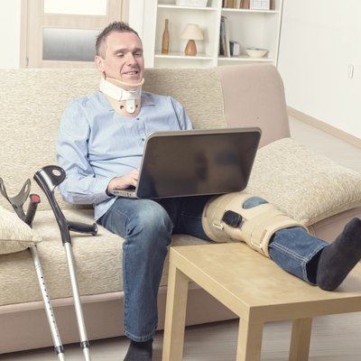 Man with leg in knee cages