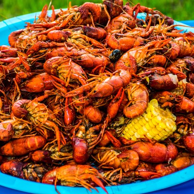 Crayfish Corn Potatoes Shell Fish Piled High Cajun Crawfish Bowl