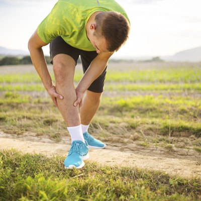 Runner with injured calf