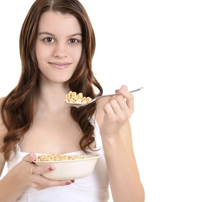 teenager with cereal