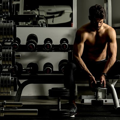 Young man training in the gym