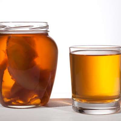 Healthy organic kombucha superfood probiotic drink in glass