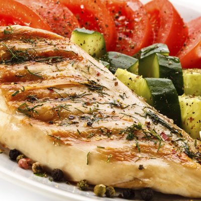 Roasted chicken breast and vegetables