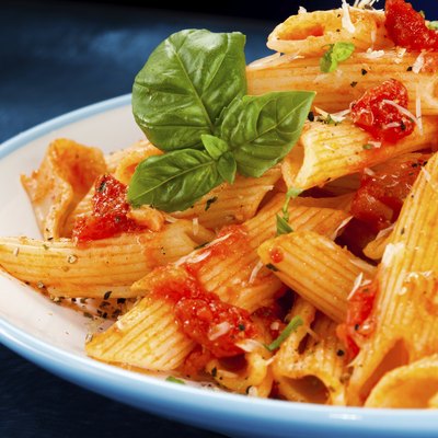 Pasta with tomato sauce and parmesan