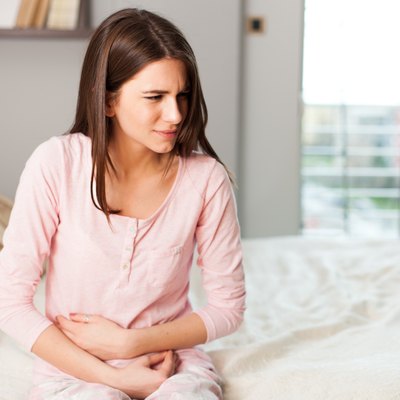 Woman with a stomach ache