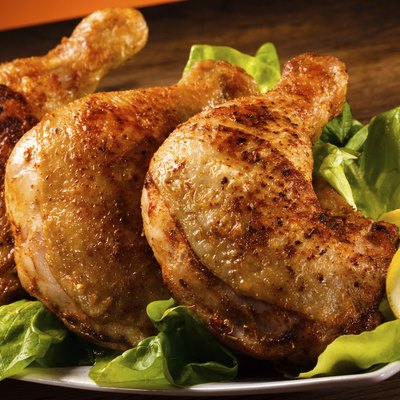 Roasted chicken leg and vegetables