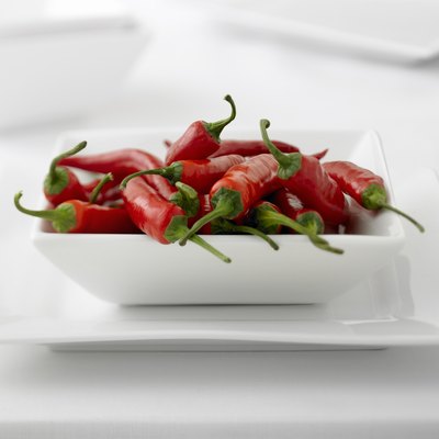 Close up of chilli peppers in bowl