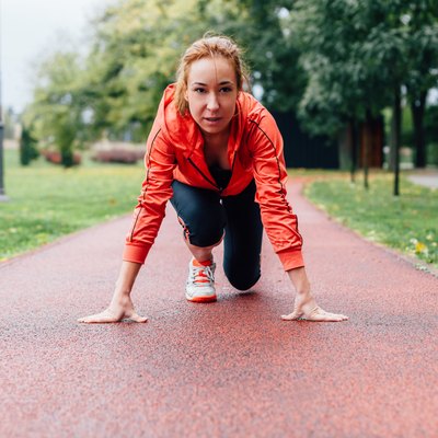 Woman preparing to run