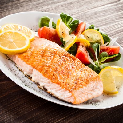 Grilled salmon and vegetables