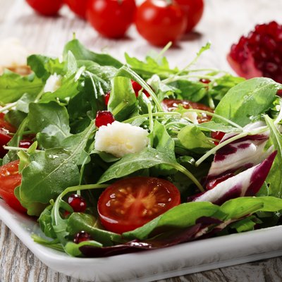 salad with Parmesan cheese and pomegranate