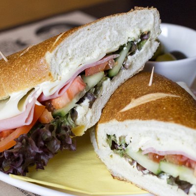 Sandwich with salami.