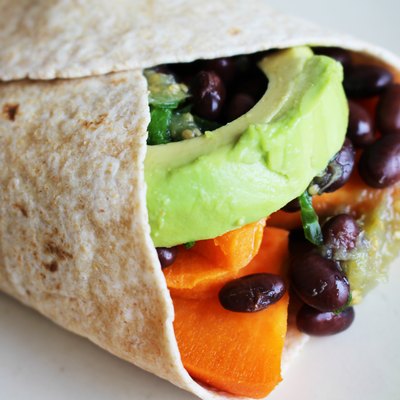 Vegetarian sweet potato burrito