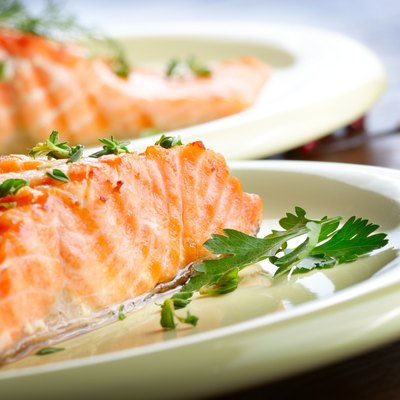 Fried salmon fillet