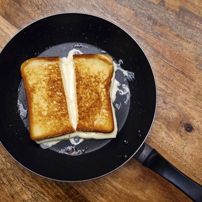 Grilled cheese sandwich on skillet