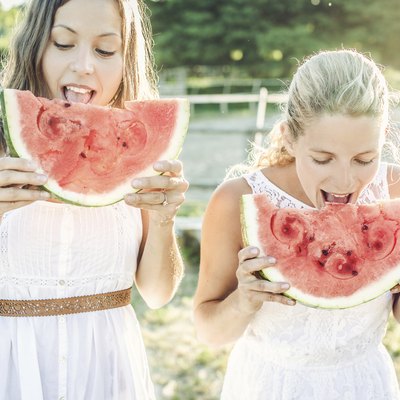 Eating watermelon