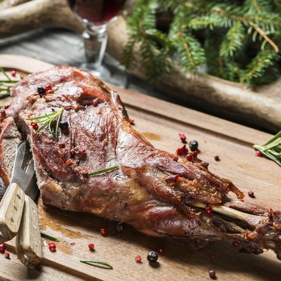 Freshly roasted venison with red wine