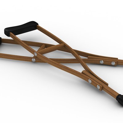 Crutches on white background. Isolated 3D image