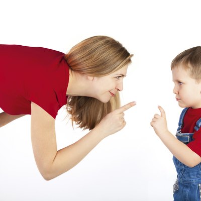 Mother scolds her son