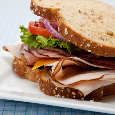 Turkey sandwich on whole grain bread