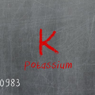Isolated blackboard with periodic table, Potassium