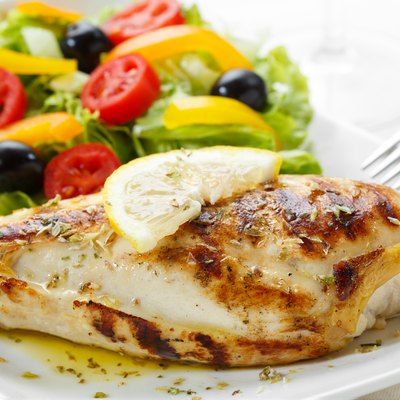 roasted chicken breast with salad