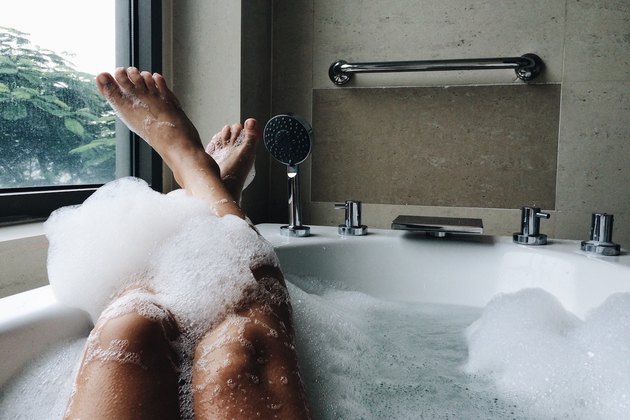 woman taking a bath
