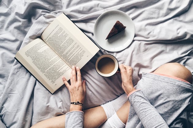woman reading in the evening
