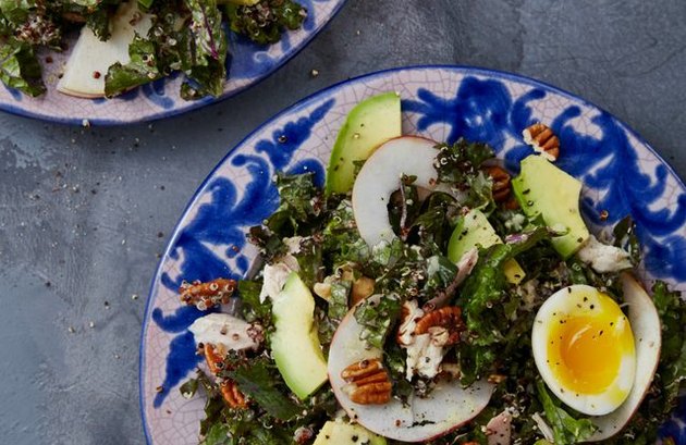 Kale and Chicken Caesar Salad with Quinoa and Pecans