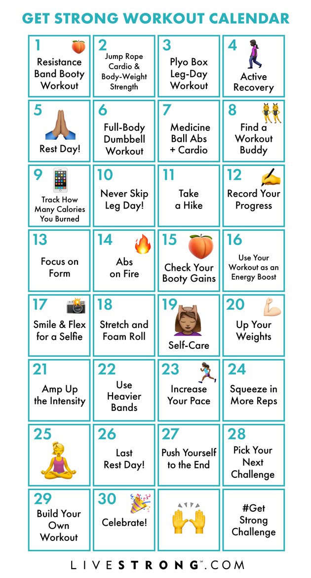 Get Strong in 2019 Challenge printable workout calendar