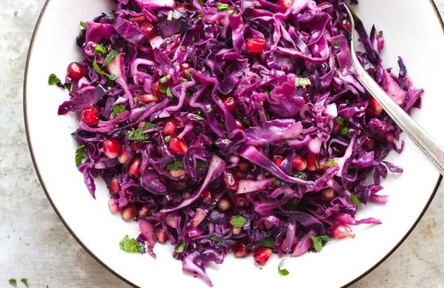 apple cider vinegar recipes Roasted Red Cabbage Salad with Pomegranate