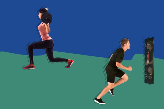 illustration of high-tech at-home workout with Mirror fitness device