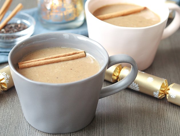 Homemade chai spice latte with almond milk and honey
