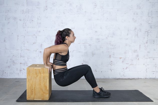 Jordan Shalhoub Doing a Triceps Dip on a Plyo Box