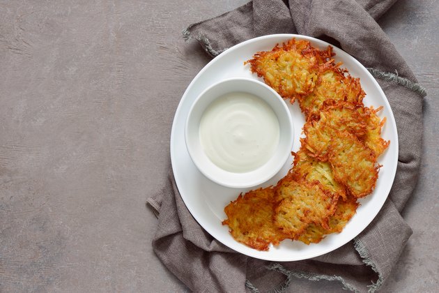latkes and sour cream