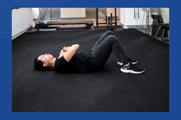 Floor glute bridge demonstration gif