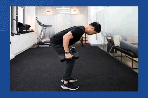 Dumbbell tricep kickback demonstration gif