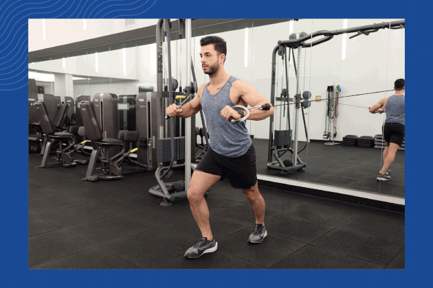 Cable chest press demonstration gif