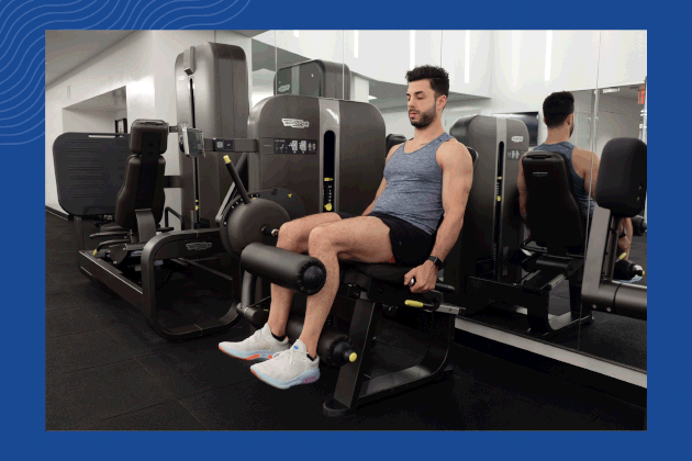 Seated leg curl demonstration gif