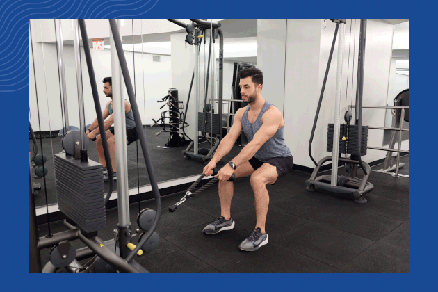 Cable squat to row demonstration gif