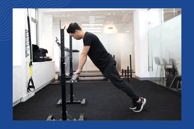 Barbell push-up demonstration gif