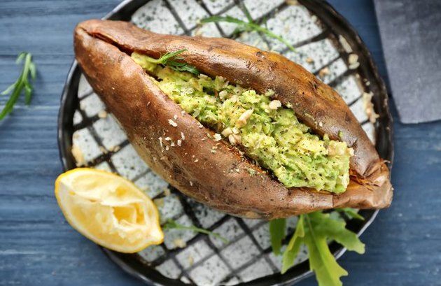 Baked Sweet Potato With Guacamole